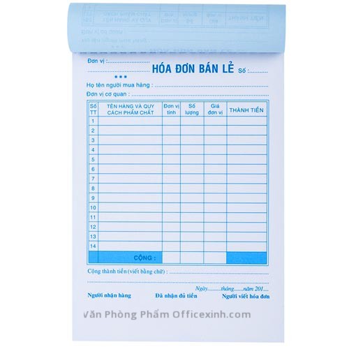 Hóa đơn bán lẻ 1 liên