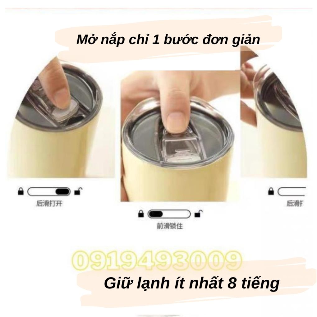 Bình Giữ Nhiệt Bằng Thép Không Gỉ Hai Lớp Có Nắp Và Ống Hút Con Ong 650ml