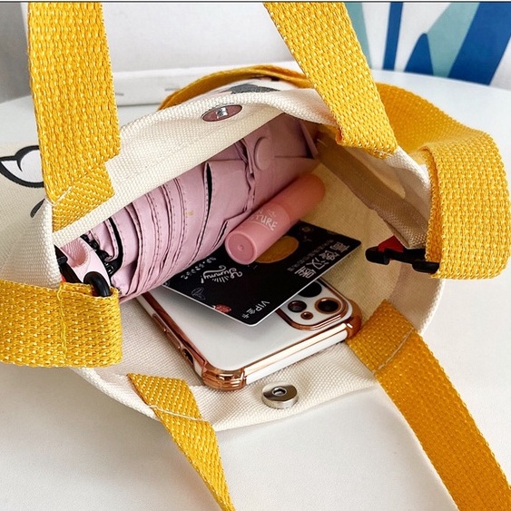 Túi Đeo Chéo Vải Canvas Họa Tiết Chuột Mickey Hoạt Hình Phong Cách Hàn Quốc Thời Trang 2021