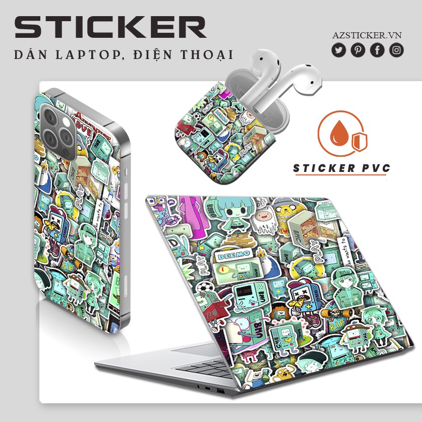💖FREESHIP💖 Tổng Hợp Sticker dán laptop Cute cắt sẵn chất liệu PVC 5 Lớp chống nước chống bay màu hot nhất
