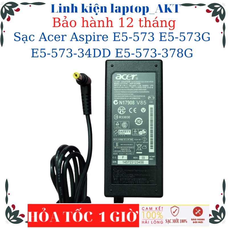 Sạc laptop Acer Aspire E5-573 E5-573G E5-573-34DD E5-573-378G- Sạc 19V-3.42A chân vàng