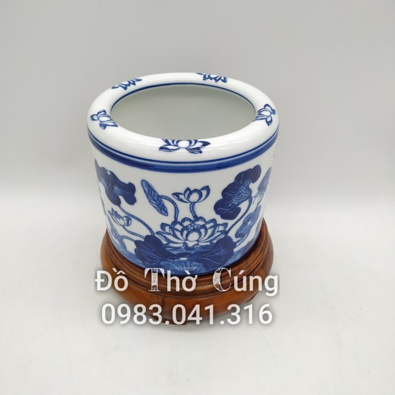 Bát hương SEN - hoa sen men xanh lam
