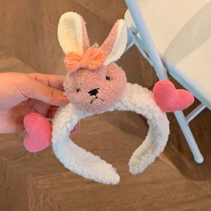 Băng Đô Cài Tóc Hình Thỏ / Gấu Hoạt Hình Bằng Lông Nhung Dễ Thương Xinh Xắn