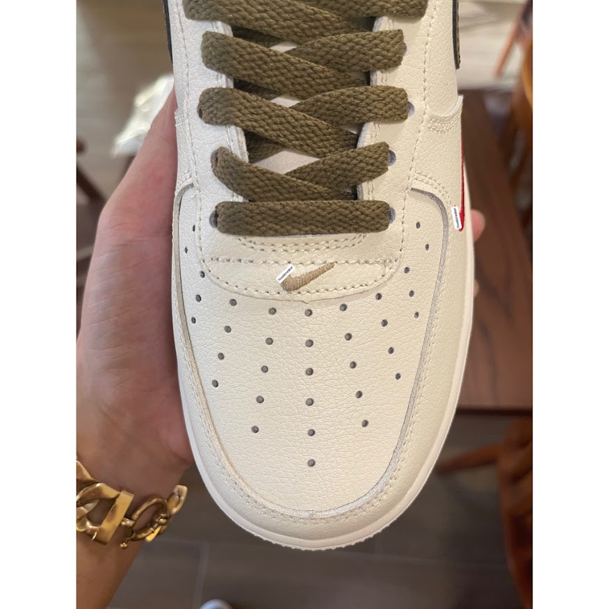 Giày thể thao_AF1 Vệt Nâu, Giày sneaker air force 1 low premium white brown nam nữ cực chất dễ phối đồ