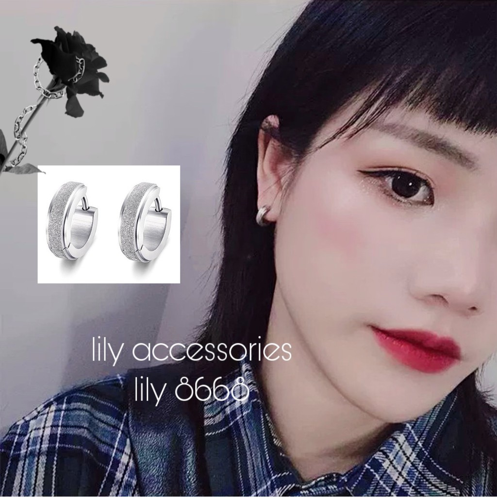 Hoop Earring khuyên tai titan tròn ánh kim lấp lánh không gỉ không đen không dị ứng cho nam và nữ unisex