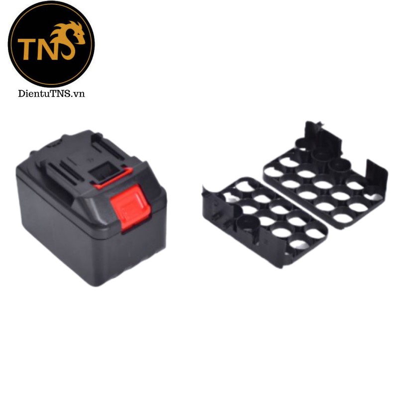 TNS..Vỏ pin makita trượt hộp 3 hàng x 5 cell 18650 có led báo pin và ốc