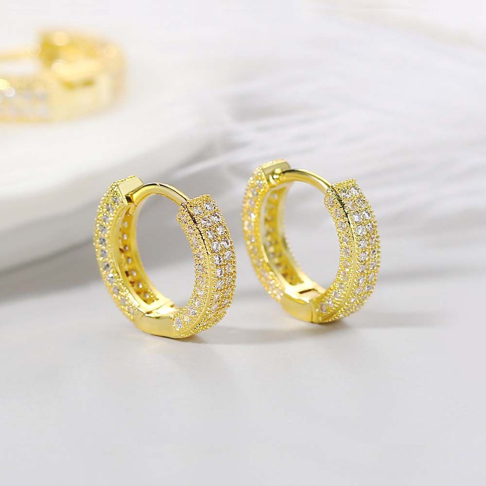 Khuyên tai dạng vòng đính đá zircon phong cách hiphop thời trang cho nam và nữ