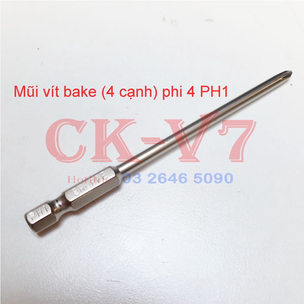 Mũi vít bake  PH2 và PH1 chuôi lục giác cho máy khoan và máy bắv vít dài 100mm