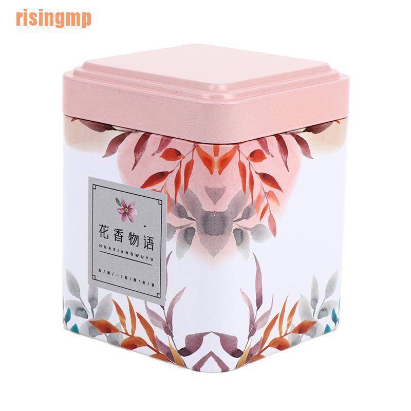 Hộp đựng trà / kẹo bằng sắt hình vuông phong cách cổ điển