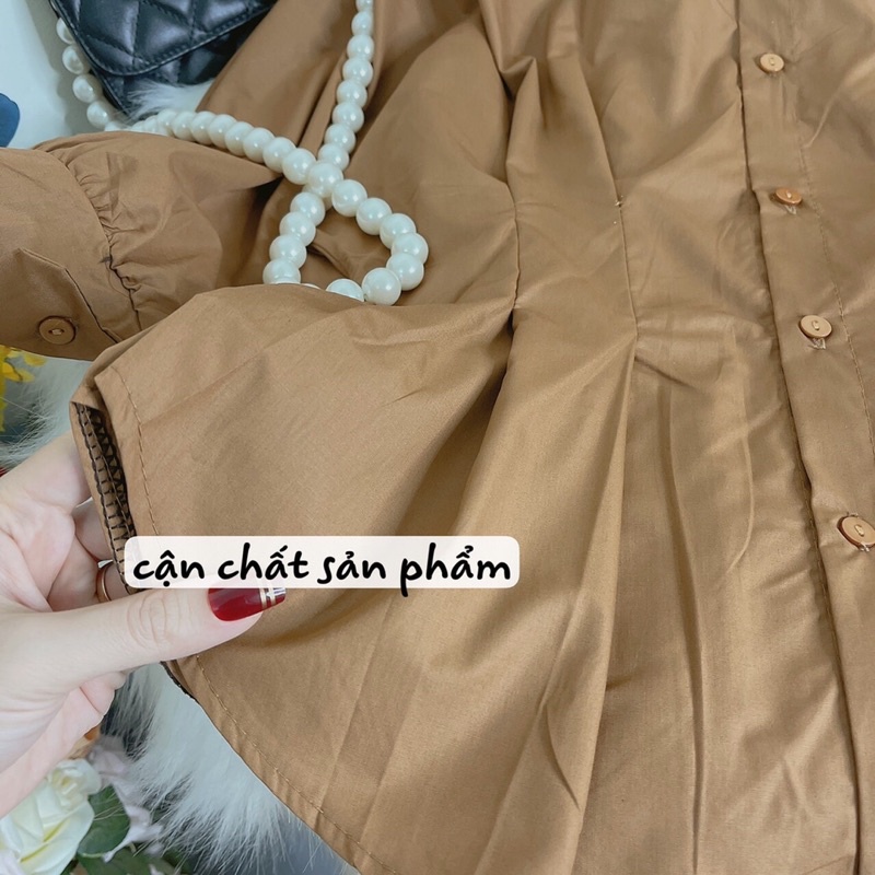 Áo sơ mi tay cánh dơi chít eo, kiểu đơn giản dễ mặc