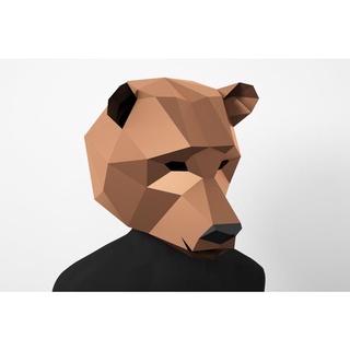 Bộ kit mặt nạ giấy 3D gấu nâu (màu tự chọn) hóa trang, trang trí nhà cửa, shop thời trang, góc làm việc workfromhome