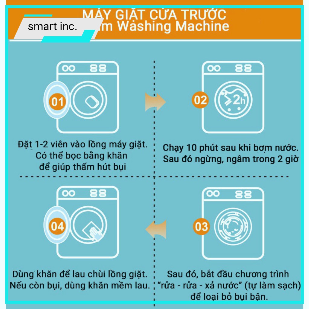 Viên Tẩy Vệ Sinh Cặn Bẩn Lồng Máy Giặt Tại Nhà Diệt Khuẩn Cục Làm Sạch Chất Dơ Mùi Hôi Lồng Giặt Ống Nước