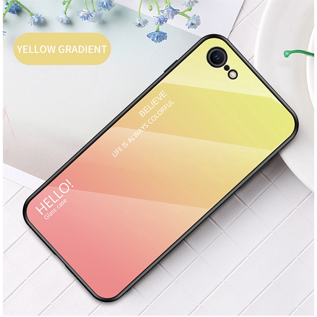 Ốp điện thoại cứng mặt kính cường lực màu gradient bóng cho iPhone SE 2 SE 2020 iPhone 5S 5 SE