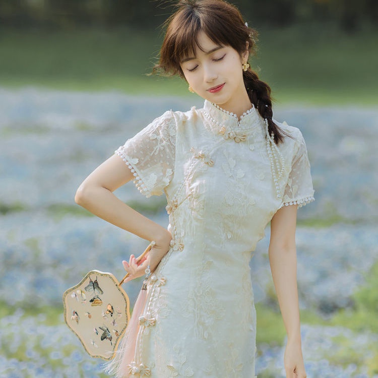 △✽✚2022 mới phong cách retro của Cộng hòa Trung Hoa kiểu váy nhỏ Pháp thích hợp trẻ cải tiến sườn xám cô gái ăn mặc mùa