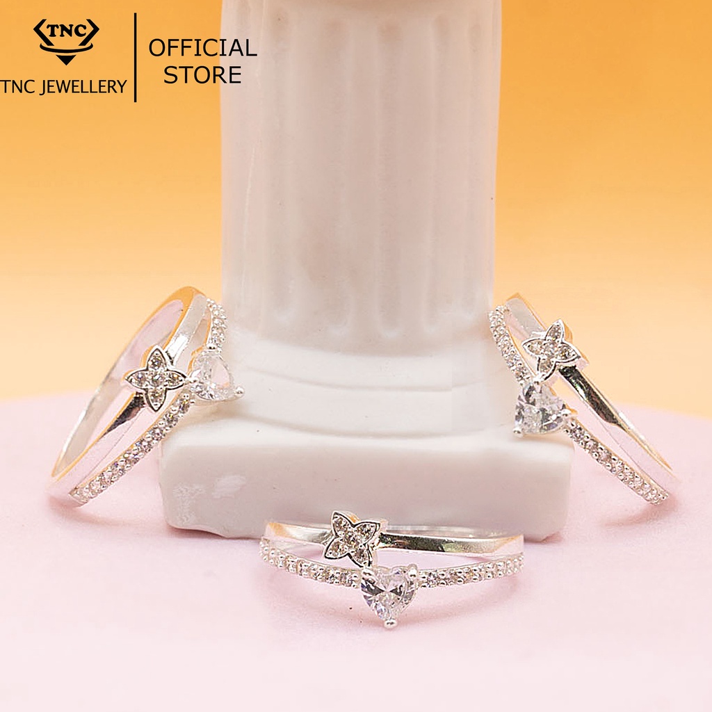 Nhẫn Bạc Nữ Đá Trái Tim Kép-Trang Sức TNC JEWELLERY