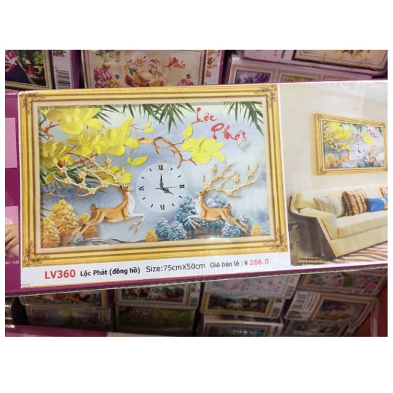 TRANH ĐÍNH ĐÁ CAO CẤP ABC  HƯƠU NAI TÀI LỘC YD3005 , LV360 , LV3348