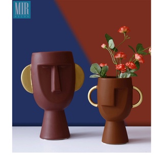 Tượng bình hoa thổ dân bằng gốm sứ trang trí bình hoa decor trang trí