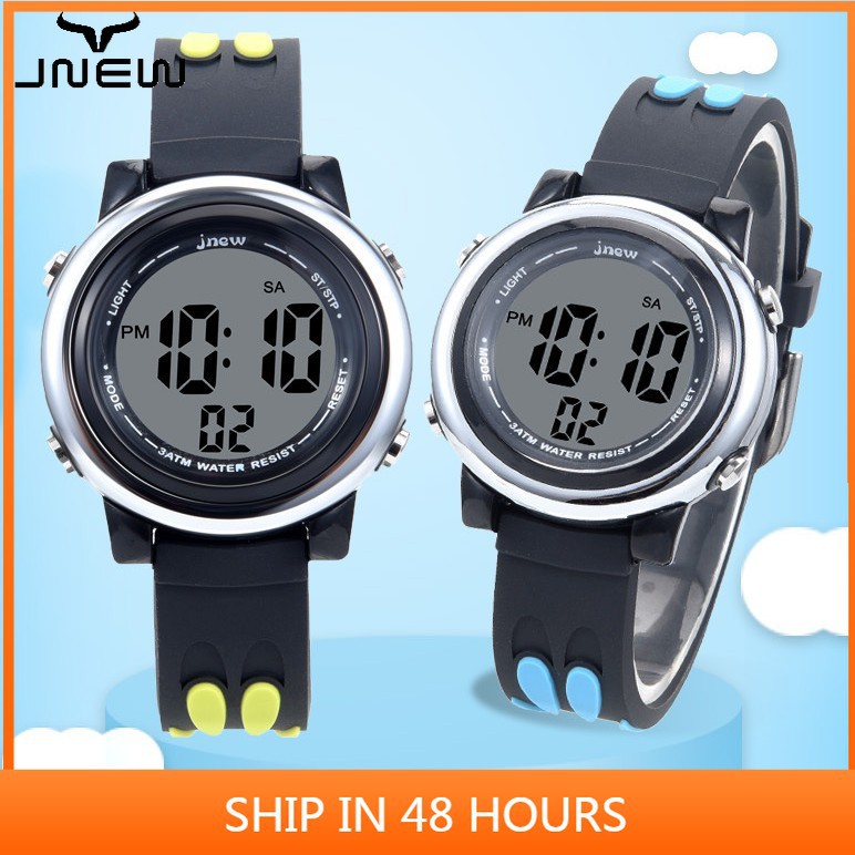 JNEW Đồng hồ điện tử của cậu bé đơn giản không thấm nước đồng hồ điện tử LED đầy màu sắc