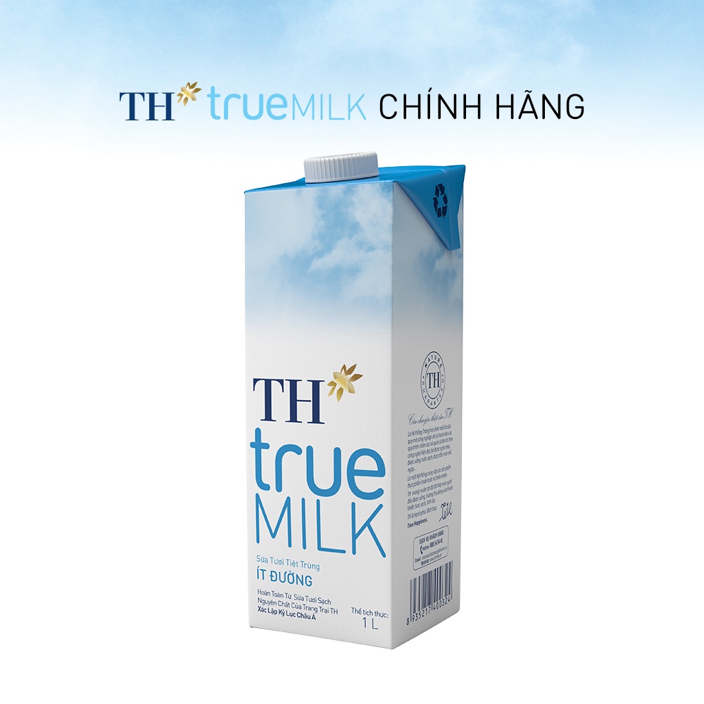 Thùng 12 hộp sữa tươi tiệt trùng ít đường TH True Milk 1L (1L x 12)