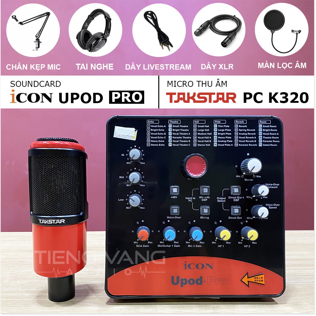 Combo Trọn Bộ Thu Âm Tại Nhà  Cực Chất- Takstar PC K320 + Icon Upod Pro + Full Phụ Kiện Livestream, Thu Âm ,Hát Karaoke