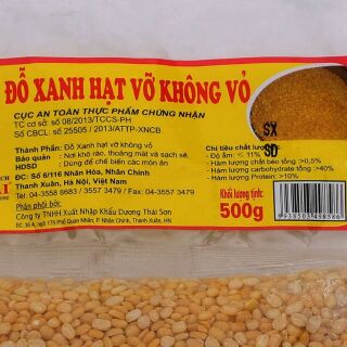 Đậu xanh vỡ (500gr sạch vỏ và còn vỏ)