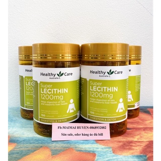 ( Đủ Bill+Tem Chemist) Tinh Chất Mầm Đậu Nành Super Lecithin 1200mg Healthy Care Úc -Lọ 100v
