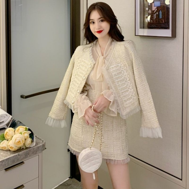(SẴN) Set dạ viền lưới tiểu thư BETTER
