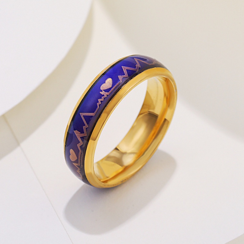 Nhẫn Thép Không Gỉ 6mm Thay Đổi Màu Sắc Theo Tâm Trạng Cho Nam # 5040