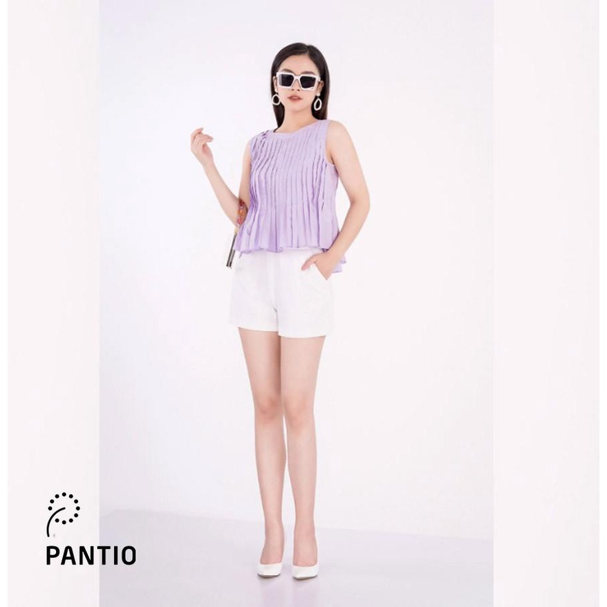 FAS33023 - Áo sơ mi chất liệu thô kate cổ tròn sát nách - PANTIO