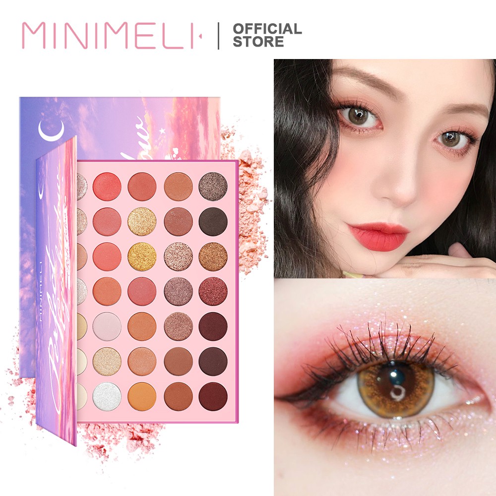 Bảng phấn mắt MINIMELI 35 màu lì và nhũ kim tuyến sáng bóng 210g | BigBuy360 - bigbuy360.vn