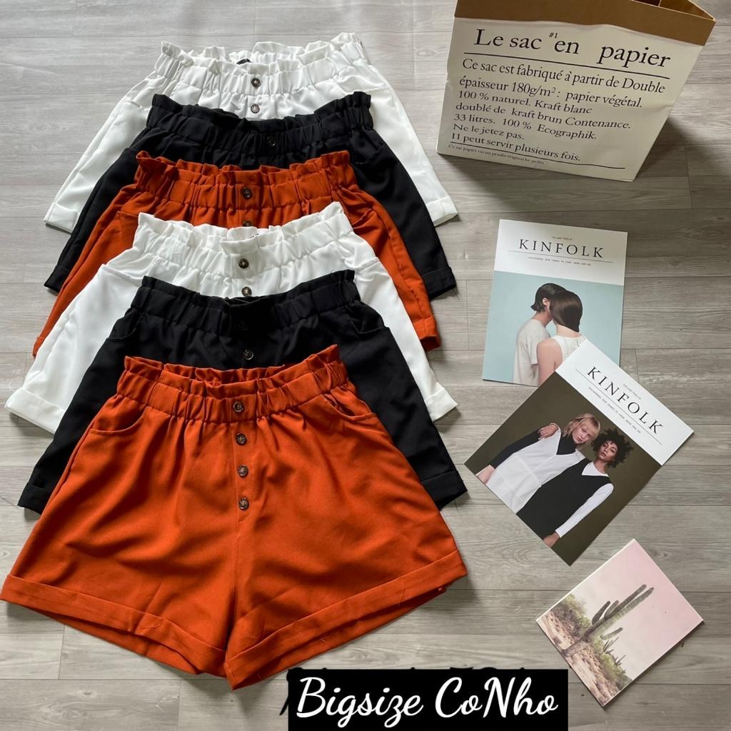 Quần đùi bigsize nữ lưng thun họa tiết nút, Quần short nữ big size QLT