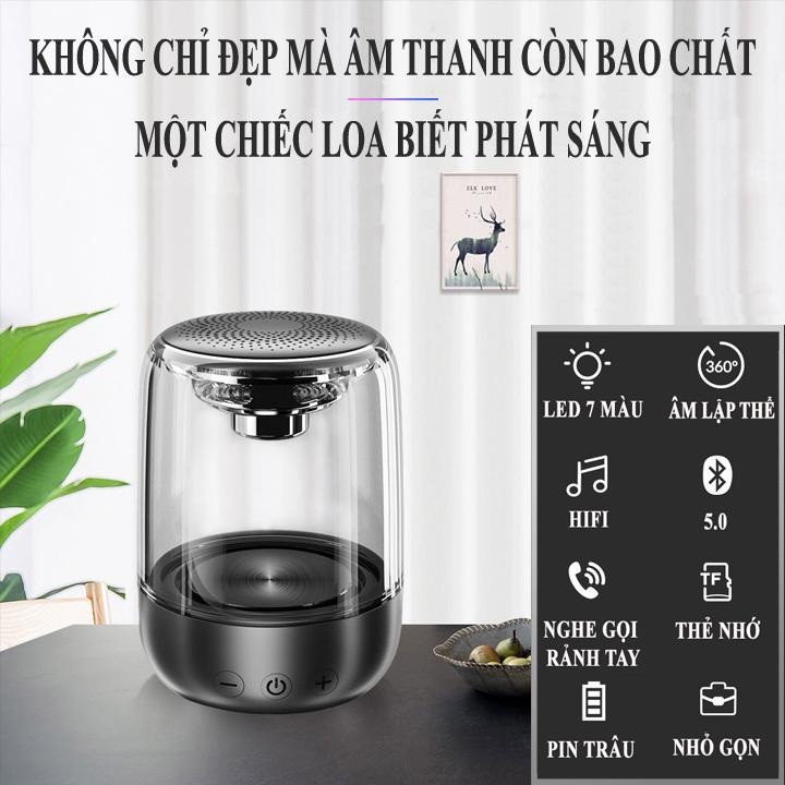 Loa bluetooth mini Yayusi C7 1000 mAh trong suốt led 7 màu supper bass loa trên dưới âm thanh vòm 6D