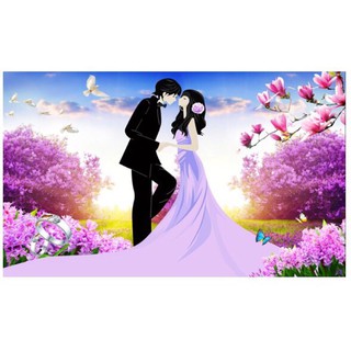 Tranh đính đá Cô Dâu và Chú Rể Tình Yêu Vs416 (76x50) chưa đính