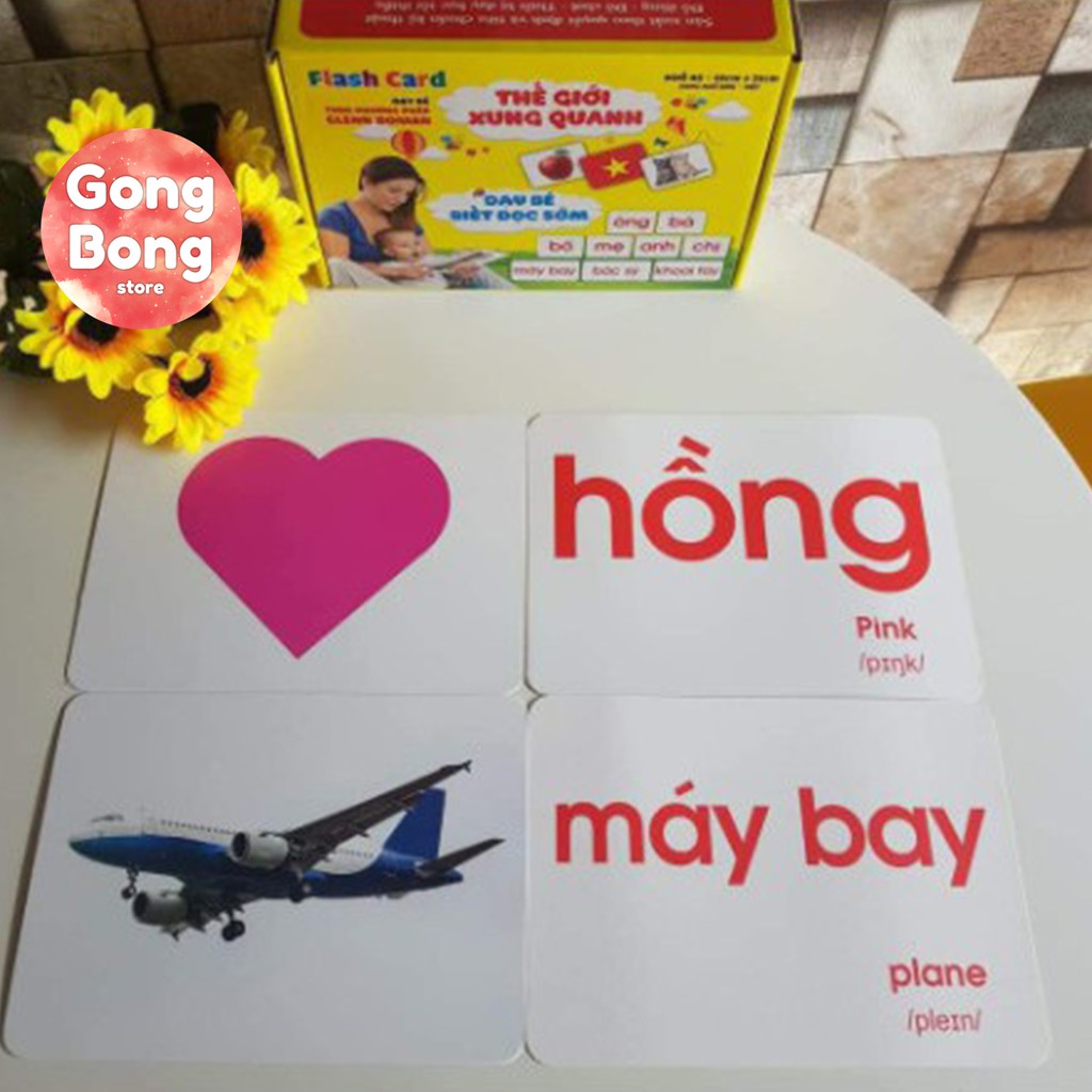 Bộ thẻ học Flashcard thông minh Glenn Doman 14 chủ đề Thế giới xung quanh song ngữ cho bé khổ A5 Gong Bong store