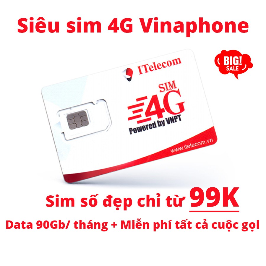 [SIM SỐ CHỌN 99K] Sim 4G ITELECOM Mạng VINAPHONE Gói Cước MAY-V77 => FREE Tháng Đầu 3GB/Ngày + Miễn Phí 20ph Nội Mạng