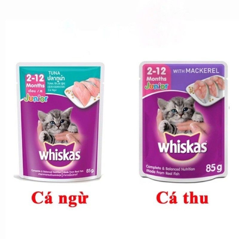 pate mèo con whiskas 80g vị phong phú