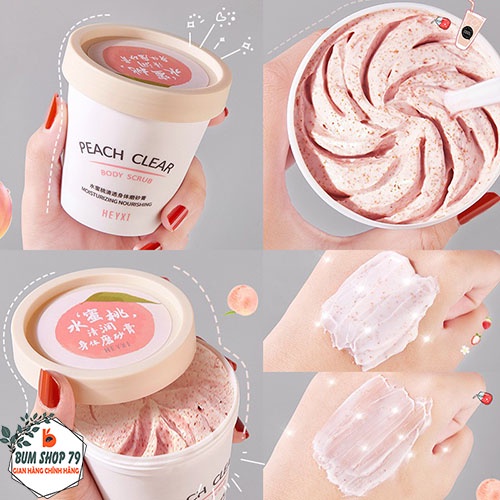 Muối Tẩy Tế Bào Chết Body Heyxi Đào Mini 200G, Kem Tẩy Da Chết Body Scrub Hương Đào Heyxi