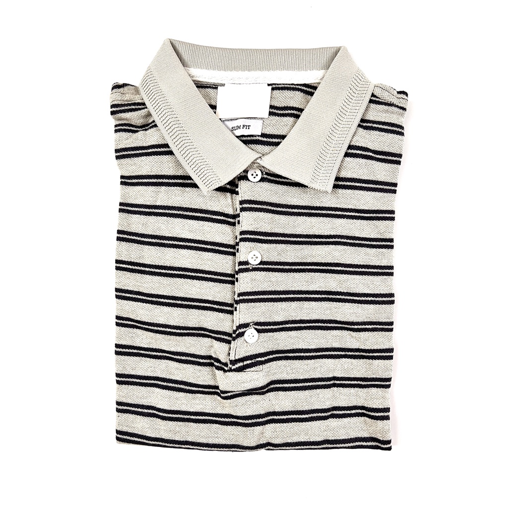 Áo polo nam chất liệu cotton 100%, áo thun nam cổ bẻ hoạ tiết kẻ ngang, mềm mát, thấm hút mồ hôi