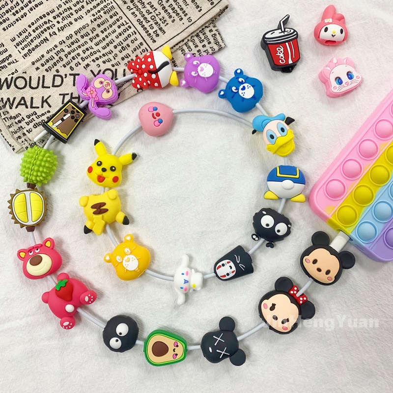 Mobile Phụ Kiện Bảo Vệ Dây Cáp Điện Thoại 18w 20w Hình Chuột Mickey Dễ Thương