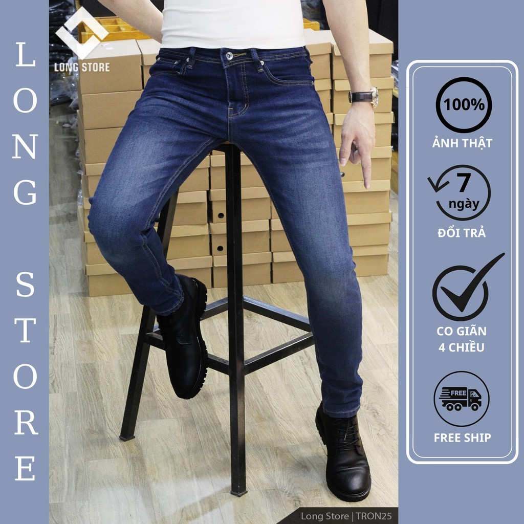 Quần jean nam trơn ZA.RA dáng suông màu xanh đậm, chất vải bò cotton spandex co giãn 4 chiều [Có Big Size] Tron25