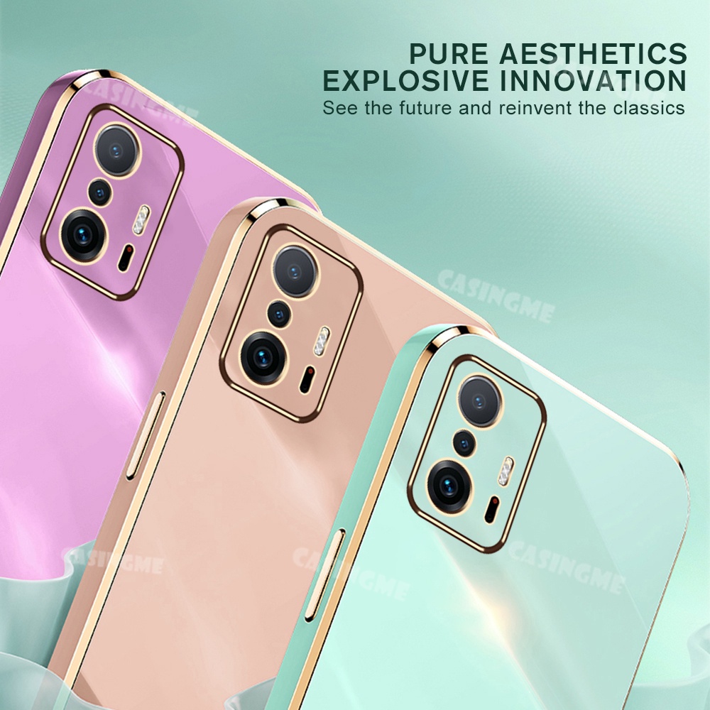 Ốp Điện Thoại TPU Silicon Mềm Chống Sốc Viền Vàng Sang Trọng Cho Xiaomi Mi 11T Pro 11 lite 11 Ultra Xiaomi Mi11T Mi 11T Pro 5G