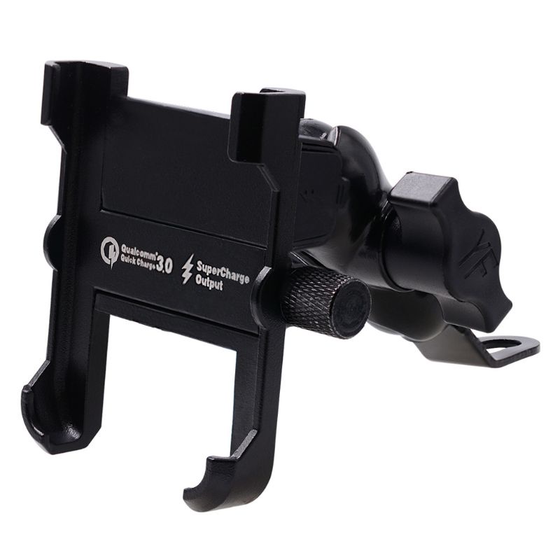 Giá Đỡ Điện Thoại Thông Minh Bằng Kim Loại Chống Thấm Nước Kèm Sạc QC 3.0 USB Tiện Dụng Cho Xe Máy
