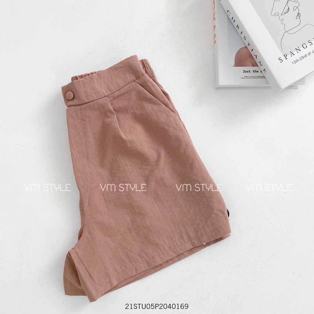 Quần short lưng thun VM STYLE đũi trơn nút giả ullzang thời trang 22STU03P20203