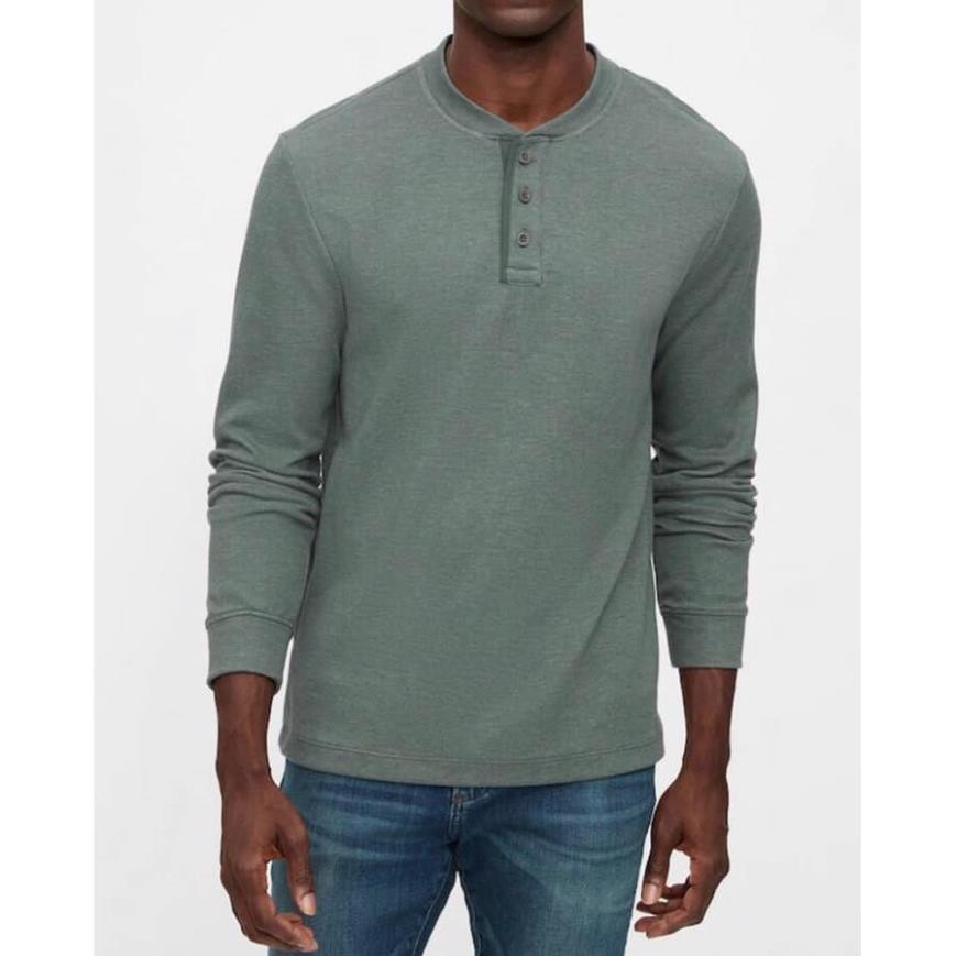 Áo thun GAP nam dài tay cổ trụ nhiều màu Double Knit Henley T-Shirt - Modife Shop  ྇