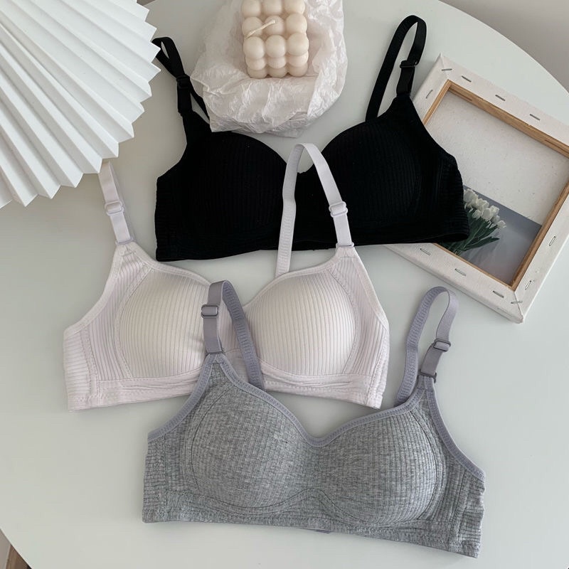 Áo lót nữ cotton mềm bra không gọng nâng ngực phong cách Hàn Quốc