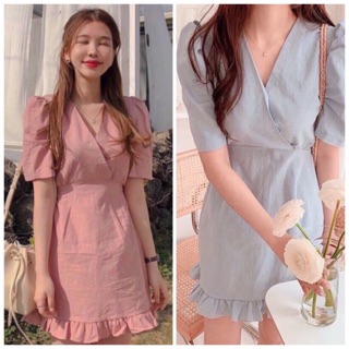 Đầm váy tay lỡ thắt eo 2 màu