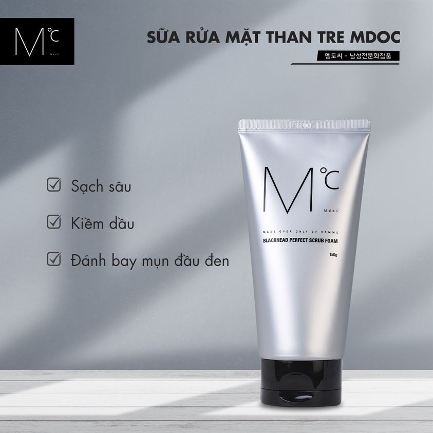 Sữa rửa mặt ngừa mụn trắng da sau 7 ngày MdoC Blackhead Perfect Scrub Foam 50g Hàn Quốc