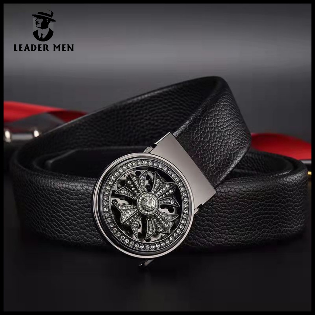 Thắt Lưng Nam Chất Liệu Da Pu Cao Cấp TLK1 Khóa Tự Động - Dây Nịt Da Nam Thời Trang Khóa Mặt Hoa Xoay - LeaderMen