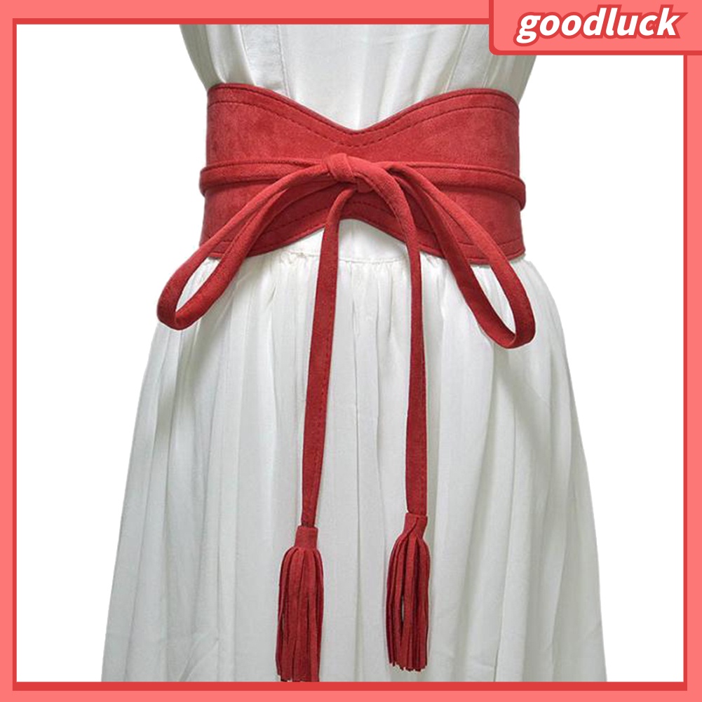 Thắt Lưng Giả Da Màu Trơn Phối Tua Rua Thời Trang