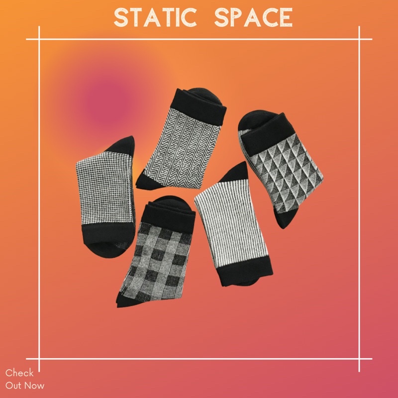 TẤT VỚ NỮ CỔ LỬNG ĐEN KẺ SỌC - STATIC SPACE
